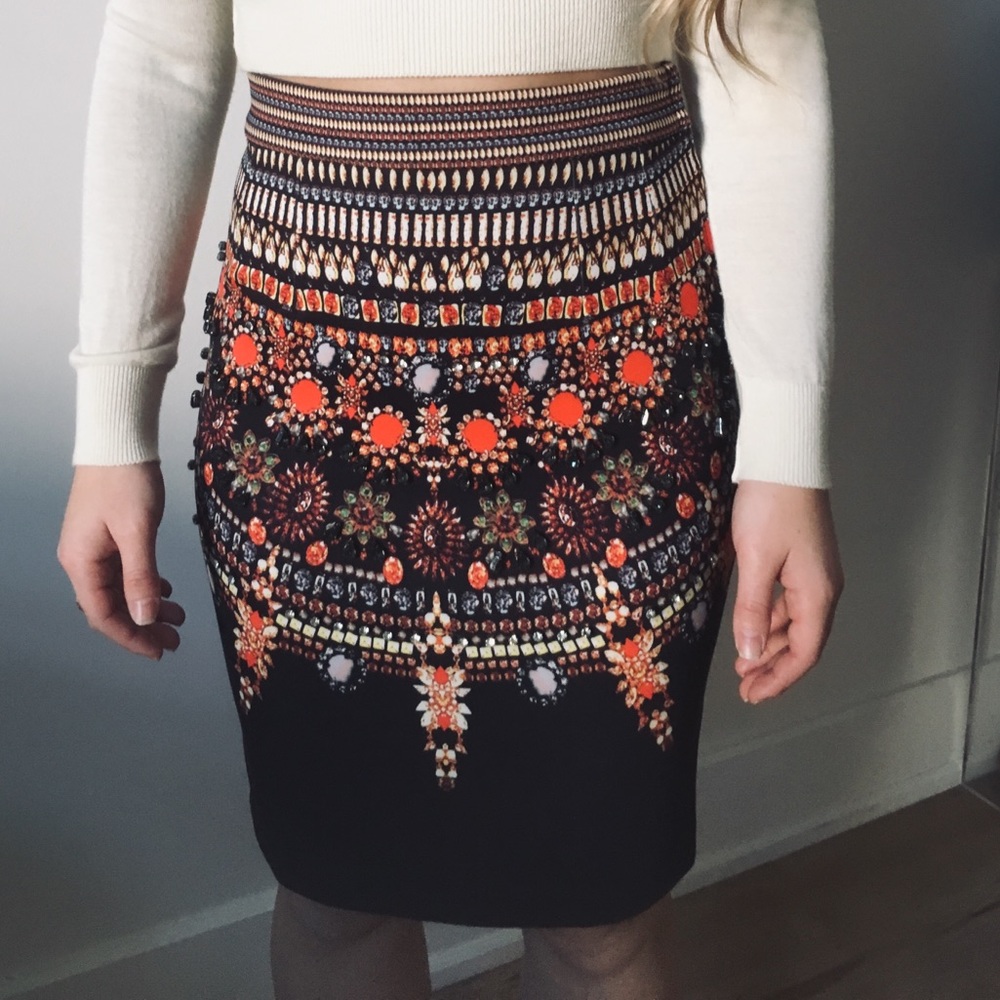 High Wasted Jeweled Skirt